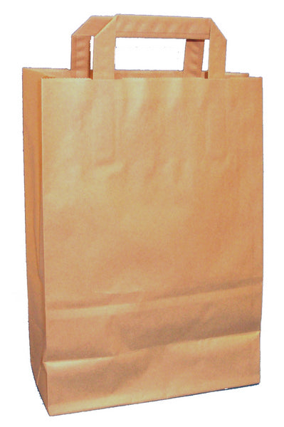 Tragtasche Papier unbedruckt 100gm2 braun 31 x 22 cm + 11 cm