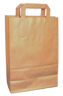 Tragtasche Papier unbedruckt 100gm2 braun 31 x 22 cm + 11 cm