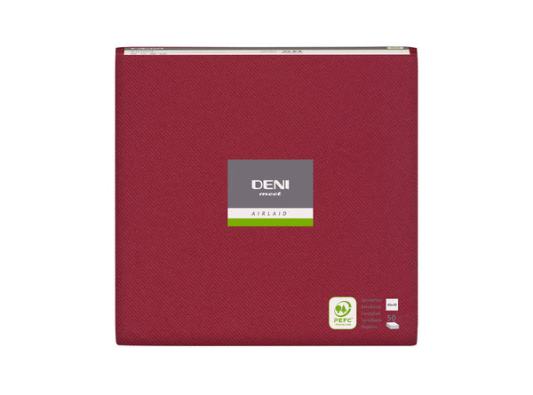 Servietten Airlaid Deni meet, bordeaux 40x40 cm, 1/4 Falz