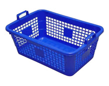 Wäschekorb eckig 85L hochstehenden Griffe blau 80x55x30cm