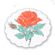 Gläserunterlagen "Rote Rosen", 1-lag. weiss/rot rund, Ø 90 mm
