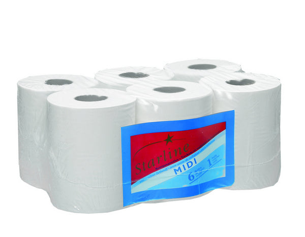 Putztuchrollen Midi Starline, 1-lagig weiss, Zellstoff 24x38cm,84