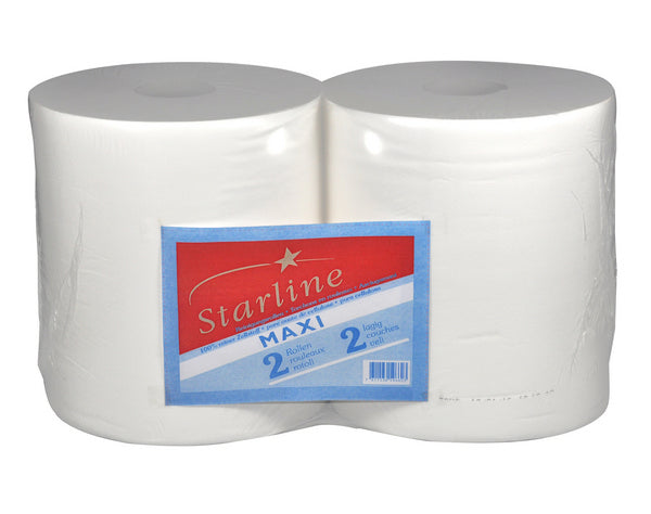 Putztuchrollen Maxi Starline, 2-lagig weiss, Zellstoff 29x36cm,90