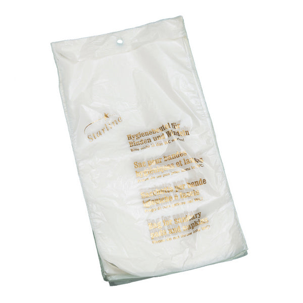 Hygienebeutel aus Plastik, Starline Weiss/Gold 18,5 x 32 cm