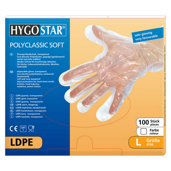 Einweghandschuh LD-PE 0.018 transparent Grösse L   29 cm