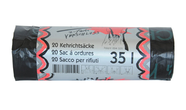 Kehrichtsäcke 35lt Twintie, HD-LLD/PE grau, 0.03mm 360/200x880mm