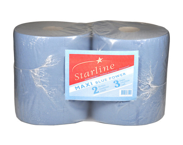 Putztuchrollen Blue- Power Maxi, 3-lagig blau, Zellstoff 36x29cm,